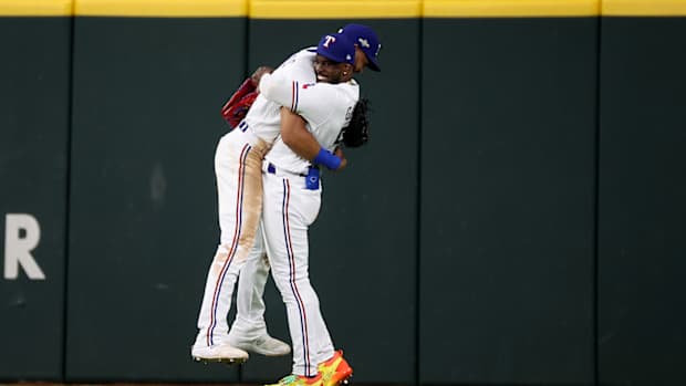 Rangers outfielders Adolis Garcia and Leody Taveras